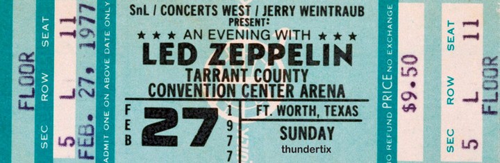 Led Zeplin concert ticket
